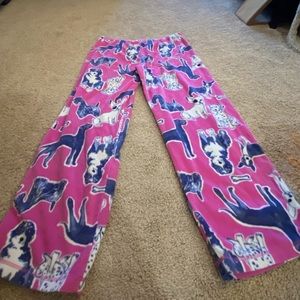 Pink and Blue Dogs Hue Large Pajama Bottoms